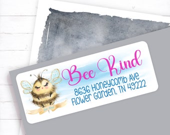 Sweet Bee Kind Address Label, Adorable Bee Address Sticker, Be Kind Sticker, Cute Bee Mailing Label, Bumblebee Envelope Sticker, Spring