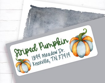 Pumpkin address labels, fall address label, autumn pumpkin, fall pumpkin, address label, return address, printed label, label sheet, pumpkin