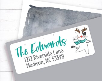 Christmas address label, personalized address, return address, custom return, return label, Christmas label, Christmas cat, address label