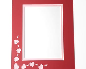 8x10 Mat With Hearts for Valentine's Day | Fits 5x7 Photo, Print or Greeting Card