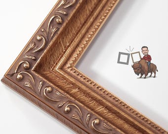 Ornate Gold Picture Frame: Custom Solid Wood, Made in USA