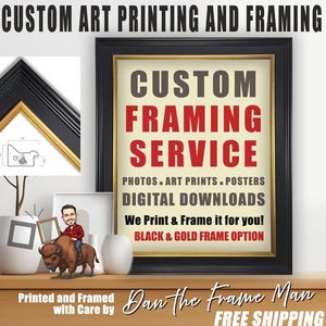 Print and Frame Photos or Digital Downloads to Wall Art with Our Print & Frame Service | Black and Gold Frame | We Print and Custom Frame It