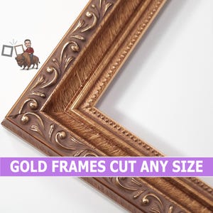 Gold Picture Frame | Cut to Order Any Size | Solid Wood Antique Gold Finish Picture Frames Made in the USA