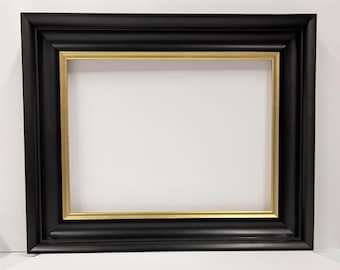 12x16 Black with Gold Edge Solid Wood Picture Frame