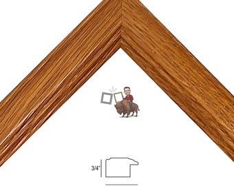 Honey Oak Picture Frame: Custom Cut Solid Wood, Made in USA
