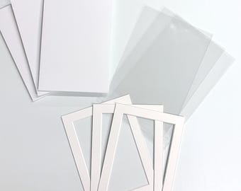 3 Pack 5x7 White Acid Free Mat Board with Foamboard Backing and Clear bags