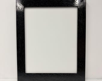 8x10 Shiny Textured Black, Solid Wood Picture Frame
