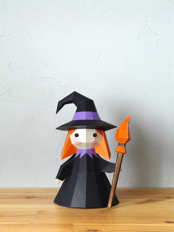 3D papercraft Little Witch DIY Templates Including Etsy