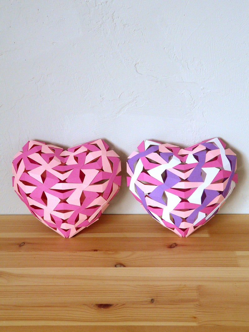 3D papercraft Heart Weaving Colorful DIY Templates PDF Etsy
