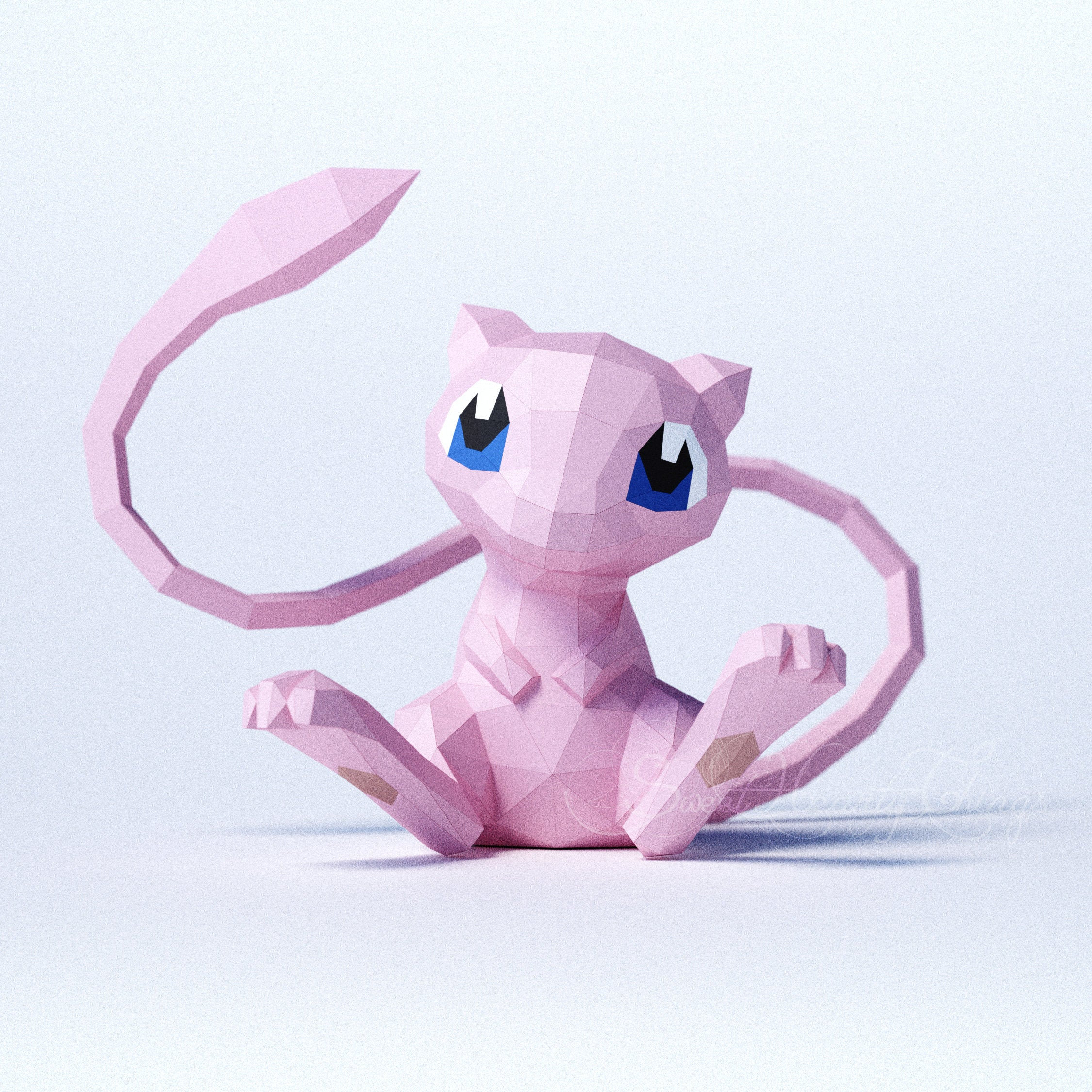 3D papercraft Cat Pokemon Mew DIY Templates Including | Etsy
