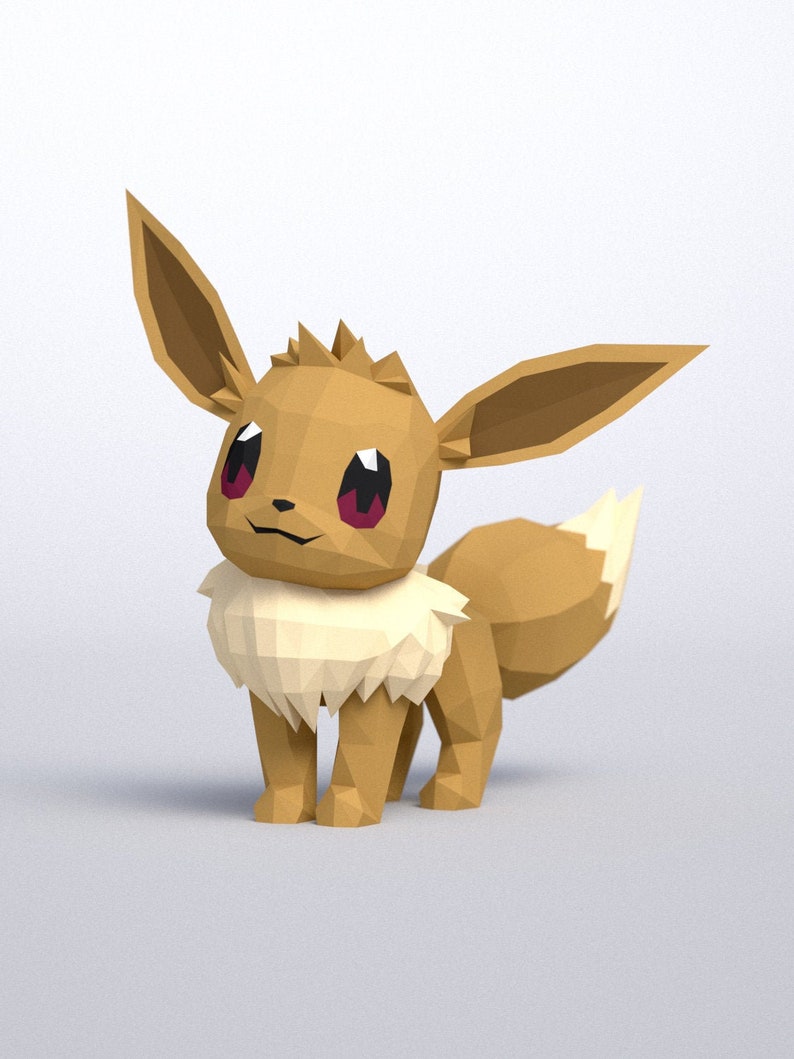 3D Papercraft Eevee DIY Templates Including Colored Etsy