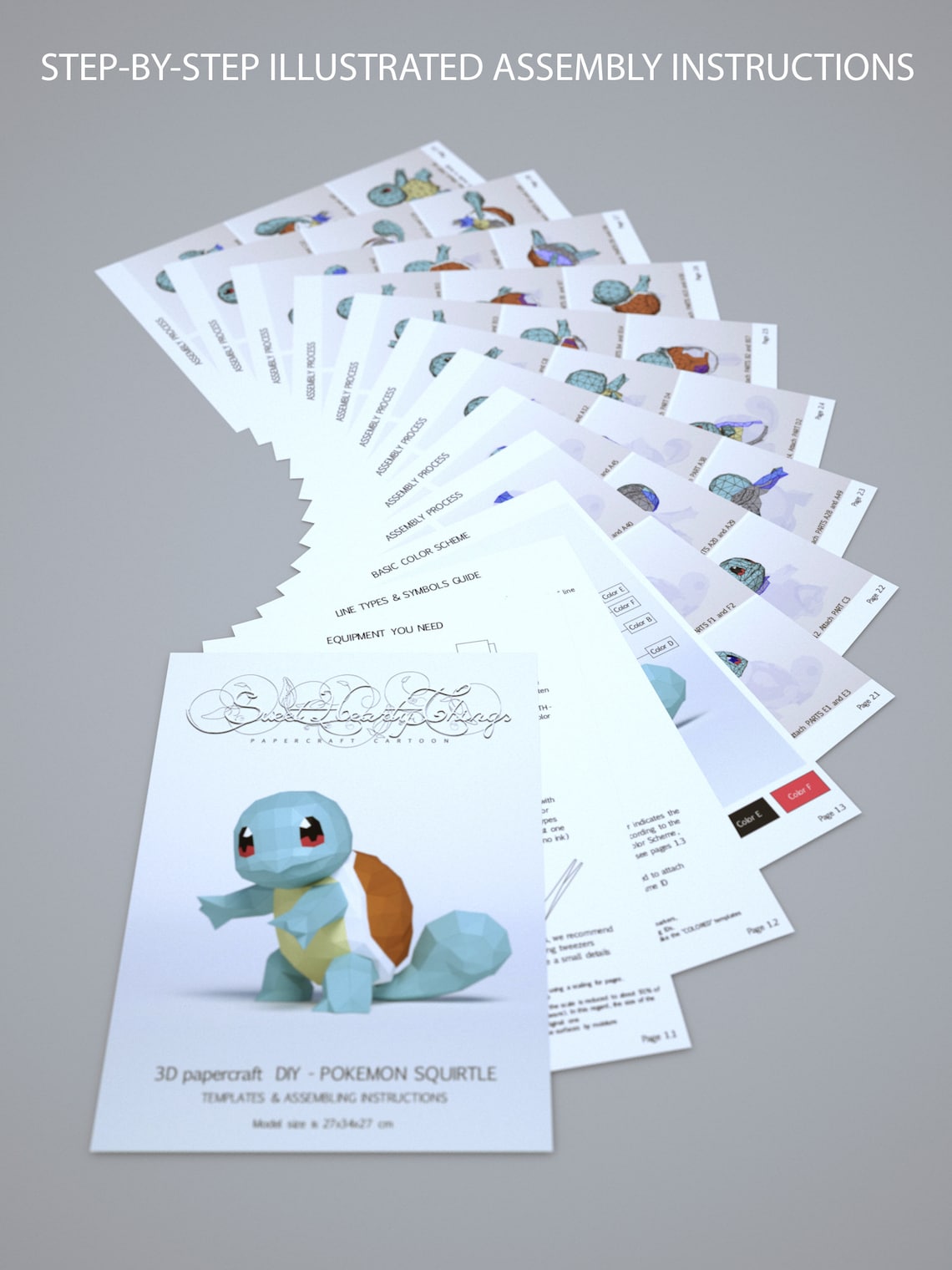 3D papercraft Pokemon Squirtle DIY Templates Including | Etsy