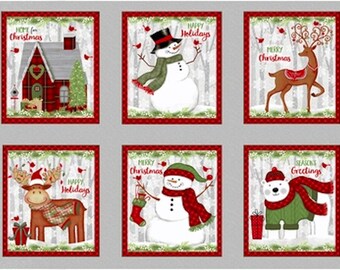 Christmas Quilting Letters Reindeer Kids Santa Cotton Fabric FQ or Per Meter 