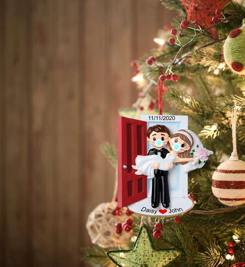 Personalized Wedding Bride and Groom Christmas Ornament Quarantine 2021