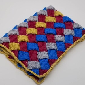 Hand-Knitted Entrelac Baby Blanket – Colorful Heirloom Keepsake, Soft Newborn Gift