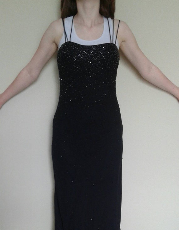 black strappy prom dress