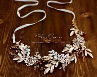 Wedding Ribbon Headband Bridal Headpiece Bridal Hair Comb Bridal hair vine Wedding hair accessories Bridal Vine Belt Wedding hair piece