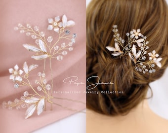 Set of 2 Bridal Hair Pins Crystal Leaves Wedding Hair Accessories Bridal Hair Accessory Crystal Bridal hair pin Floral Comb Bridal Hair pin