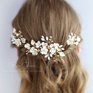 Bridal Hair Comb Crystal Leaves Wedding Hair Accessories Bridal Hair Accessory Crystal Bridal Comb Clay Flower Bridal Bling Bridal Hair pin