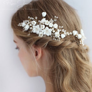 Bridal Hair Comb Crystal Leaves Wedding Hair Accessories Bridal Hair Accessory Crystal Bridal clay Floral Comb Bridal Bling Bridal Hair pin zdjęcie 7