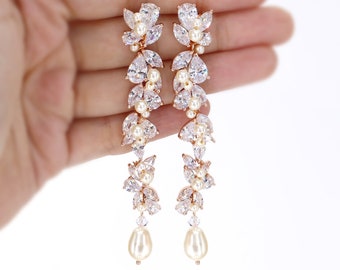 Wedding Earrings Zirconia Earrings Swarovski Pearl Bridemaid Earrings Bridal Earrings Wedding Jewelry Bridal Jewelry Wedding Accessory Ife