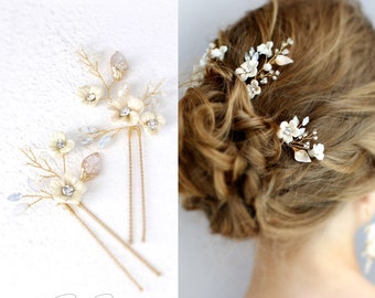 Bridal Hair Comb Crystal Leaves Wedding Hair Accessories Bridal Hair Accessory Crystal Bridal Comb Clay Flower Bridal Bling Bridal Hair pin