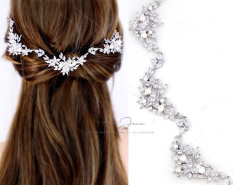 Wedding hair jewelry Rose gold Zirconia Bridal leaf Hair Comb Wedding Headband Hair Jewelry Wedding Headpiece Wedding Hair Accessory Eva