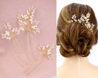 Set of 3 Bridal Hair Pins Crystal Leaves Wedding Hair Accessories Bridal Hair Accessory Crystal Bridal hair pin Pearl Comb Bridal Hair pin