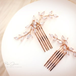 Vine Bridal Hair Comb Crystal Leaves Wedding Hair Accessories Bridal Hair Accessory Crystal Bridal Comb Floral Comb Rose gold Hair pin Eva