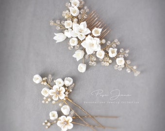 Bridal Hair Comb Crystal Leaves Wedding Hair Accessories Bridal Hair Accessory Crystal Bridal clay Floral Comb Bridal Bling Bridal Hair pin