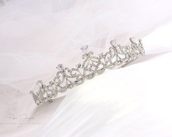 Bridal Tiara, Silver Crystal Headpiece, Wedding Tiara