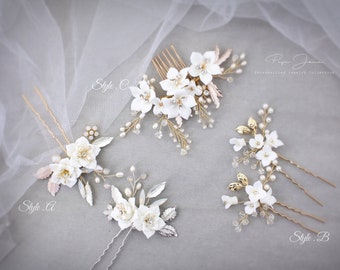 Bridal Hair Comb Crystal Leaves Wedding Hair Accessories Bridal Hair Accessory Crystal Bridal clay Floral Comb Bridal Bling Bridal Hair pin