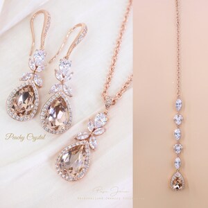 Collana da sposa, orecchini grigio azzurro pallido, set Swarovski, tonalità blu, sfondo turchese chiaro, collana da sposa, orecchini da sposa damigella d&#39;onore Tai
