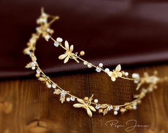 Rhinestone Bridal Tiara flower crown Princess Tiara Wedding Tiara Crystal Bridal headpiece Dramatic headpiece Gold Tiara wedding accessories