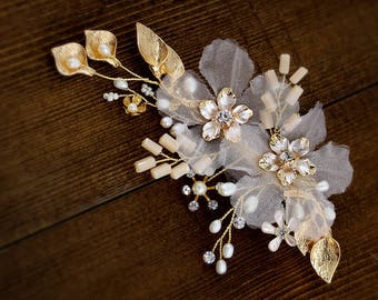 Bridal Hair Clip Crystal Leaves Wedding Hair Accessory Bridal Hair Accessory Crystal Bridal Comb Floral Comb Bridal Bling Bridal Hair Clip