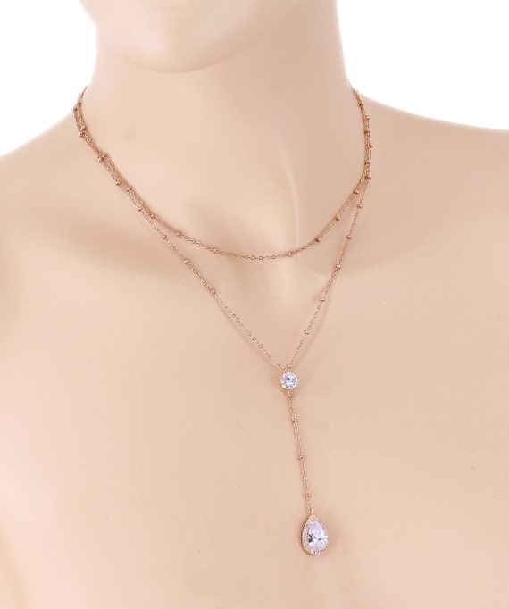 Wedding layered Necklace Lariat necklace Wedding Jewelry | Etsy