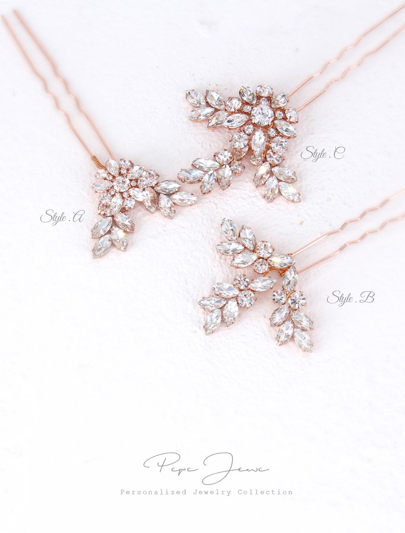 Bridal Hair Pins Crystal Leaves Wedding Rose gold Hair Accessory Bridal Hair comb Crystal Bridal hair pin Floral Comb Bridal Hair pin Daisy