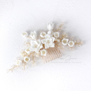 Bridal Hair Comb Crystal Leaves Wedding Hair Accessories Bridal Hair Accessory Crystal Bridal clay Floral Comb Bridal Bling Bridal Hair pin zdjęcie 6