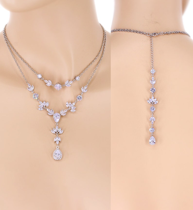 BiBeary Schmuck Set Blatt & Blume - Statement Halskette & Ohrringe Für Hochzeit