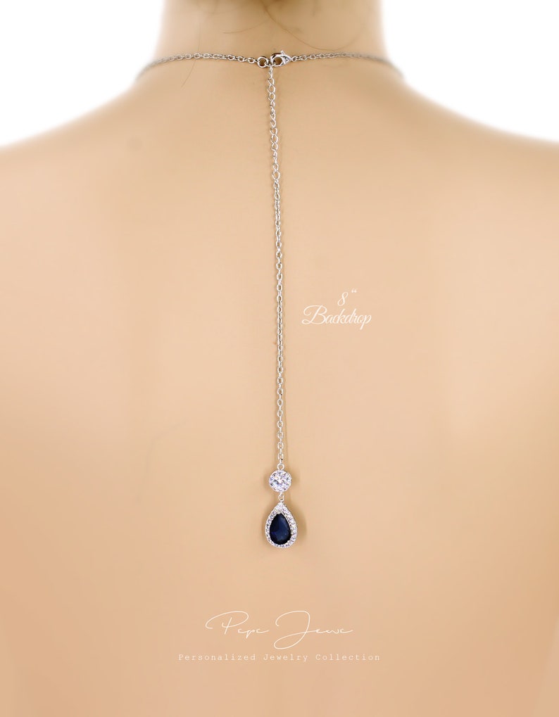 Wedding Earrings Navy blue Zirconia Earrings Bridesmaid Earrings Gift Crystal Bridal Earrings Wedding Accessory Teardrop Earrings Bao