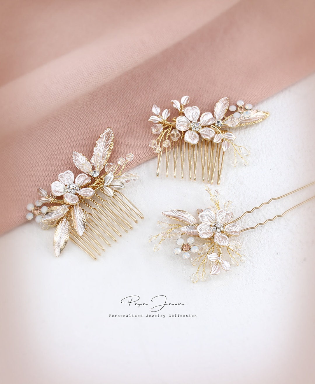 Bridal Hair Comb Crystal Leaves Wedding Hair Accessories - Etsy