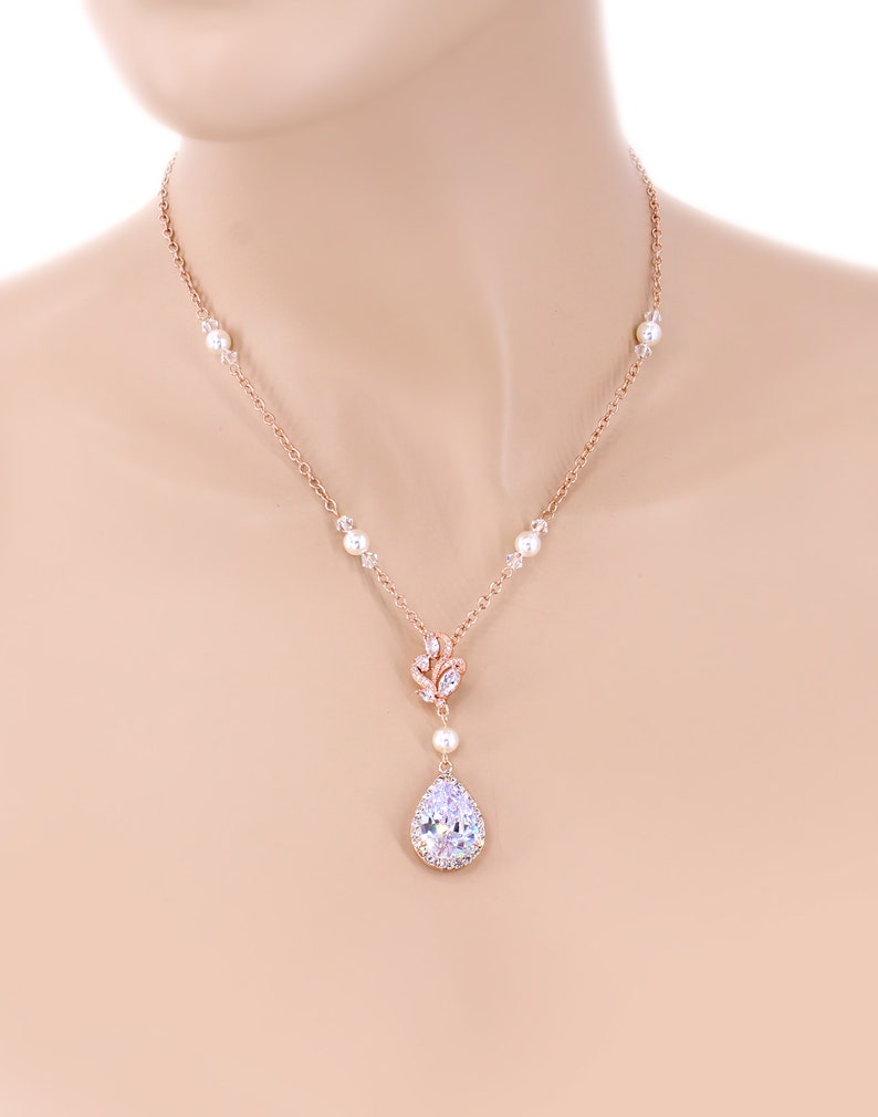 Wedding Necklace Backdrop Necklace Zirconia Necklace Swarovski Etsy