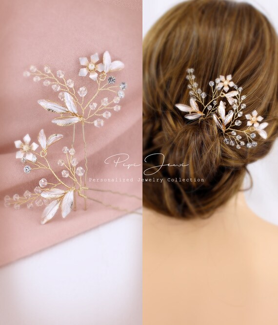 Set of 2 Bridal Hair Pins Crystal Leaves Wedding Hair  display picture 3