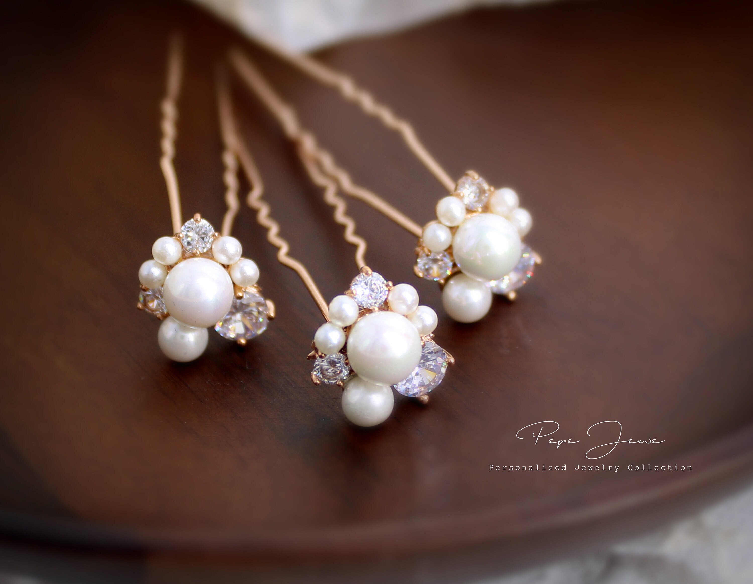 Bridal Hair Pins Crystal Pearl Wedding Rose gold Hair Accessory Bridal Hair comb Crystal Bridal hair pin Floral Comb Bridal Hair pins