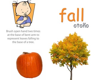 Fall Sign Language Posters: Spanish Inclusive, Classroom Decor (PDF)
