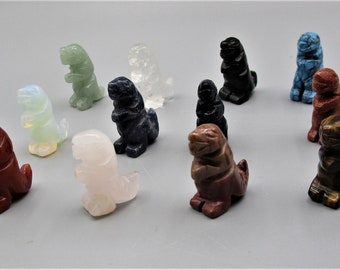T-Rex (Dinozaur) Figurka kamienna ręcznie rzeźbiona z kamienia szlachetnego Totem Duch Zwierzę Kolekcjonerska