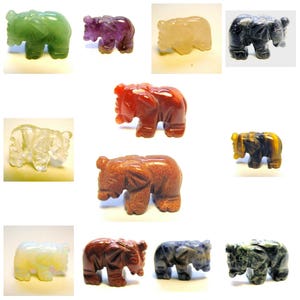 Elephant Stone Figurine Hand Carved Gemstone Totem Spirit Animal Collectible