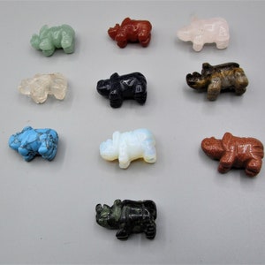 Rhino Stone Figurine Hand Carved Gemstone Totem Spirit Animal Collectible