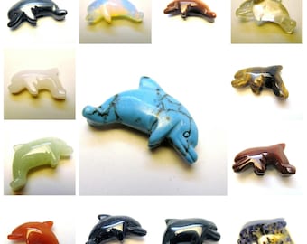 Figurka delfina z kamienia ręcznie rzeźbiona z kamienia szlachetnego, zwierzę totemiczne, kolekcjonerskie