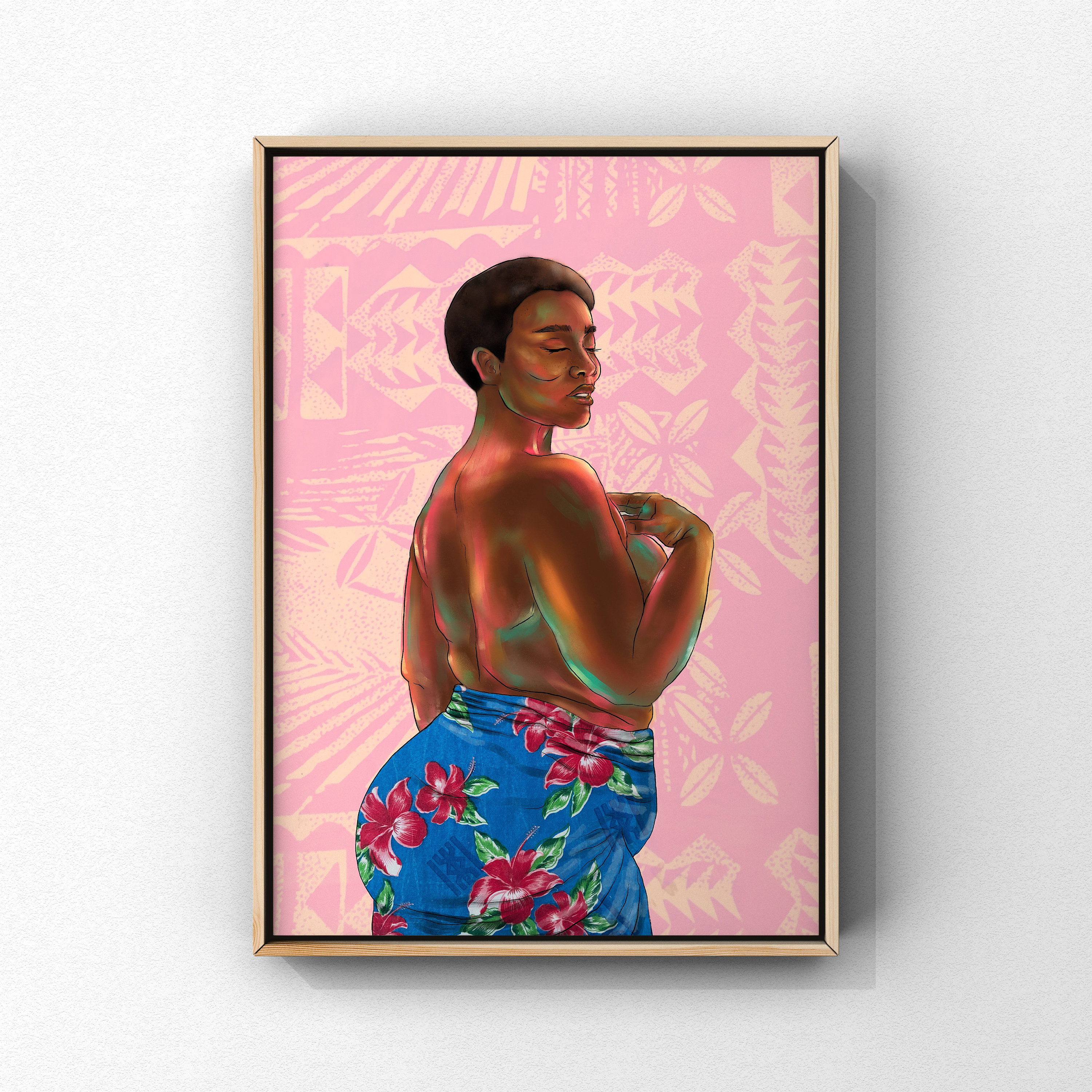 Woman in i’e lavalava - Pink